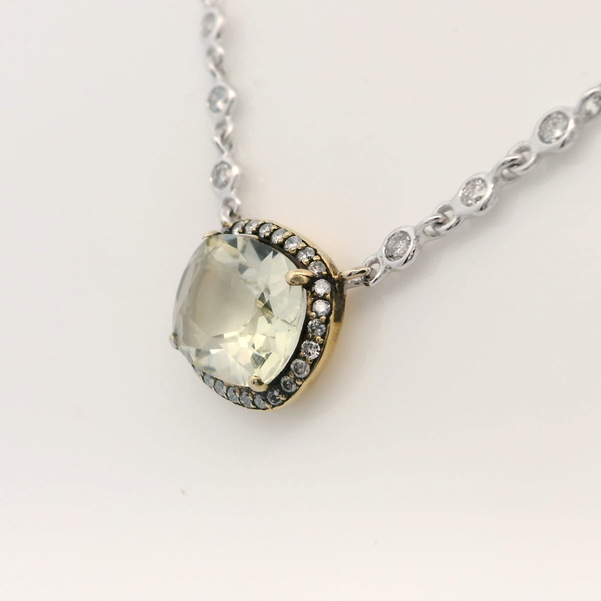 Beautiful Green Quartz and Diamond Necklace