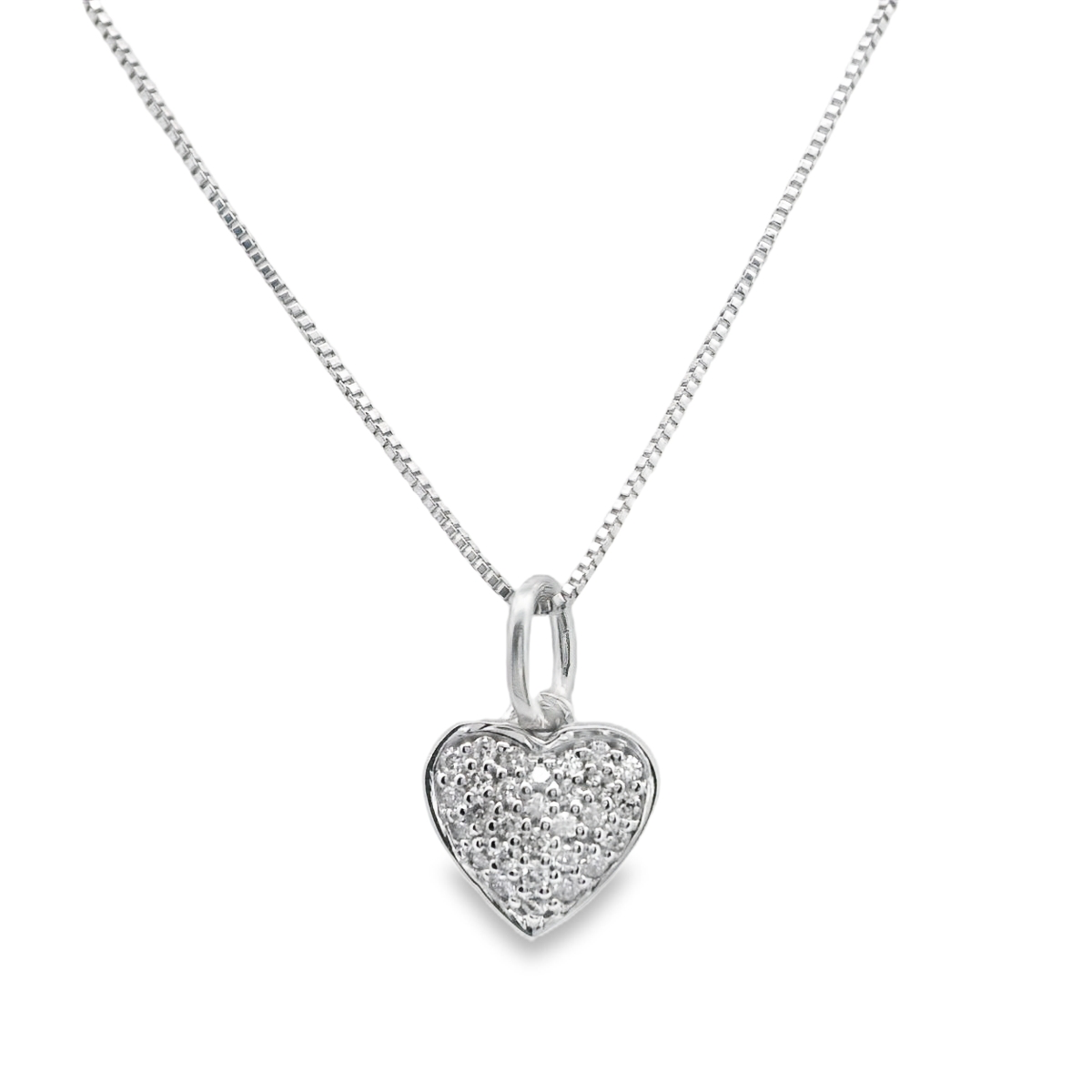 Small Pave' Heart Pendant Necklace