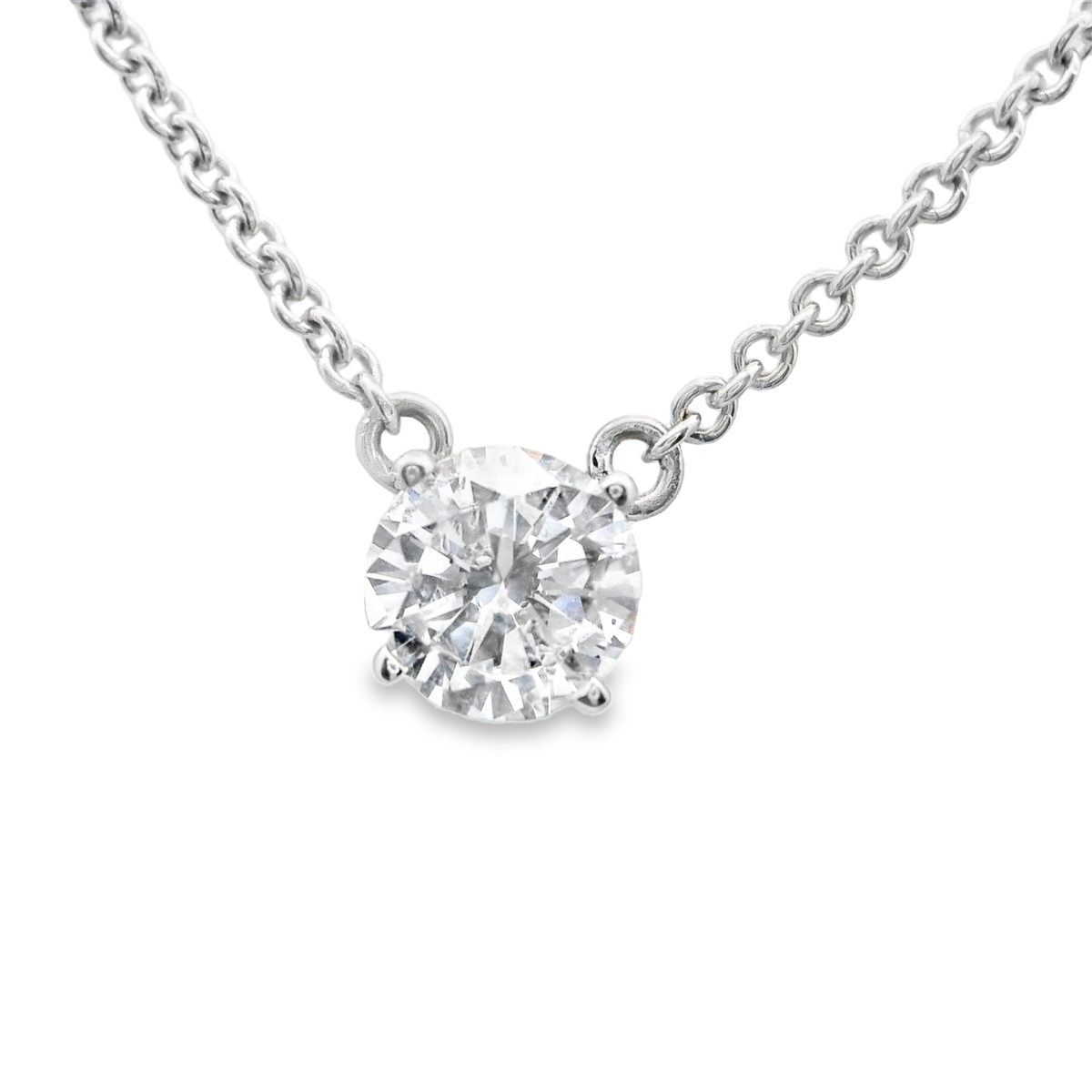 Classic white gold Natural Diamond Solitaire Necklace