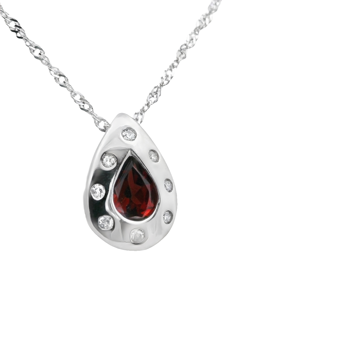 Elegant 14kt white gold Pear Shape Citrine pendant.