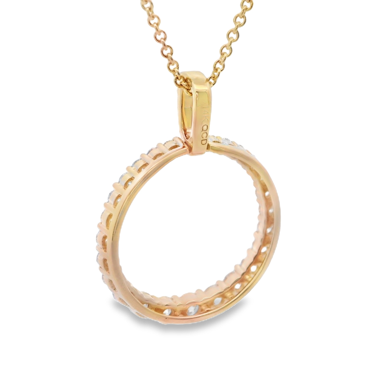 Yellow Gold Necklace with Round Brilliant Cut Diamonds
