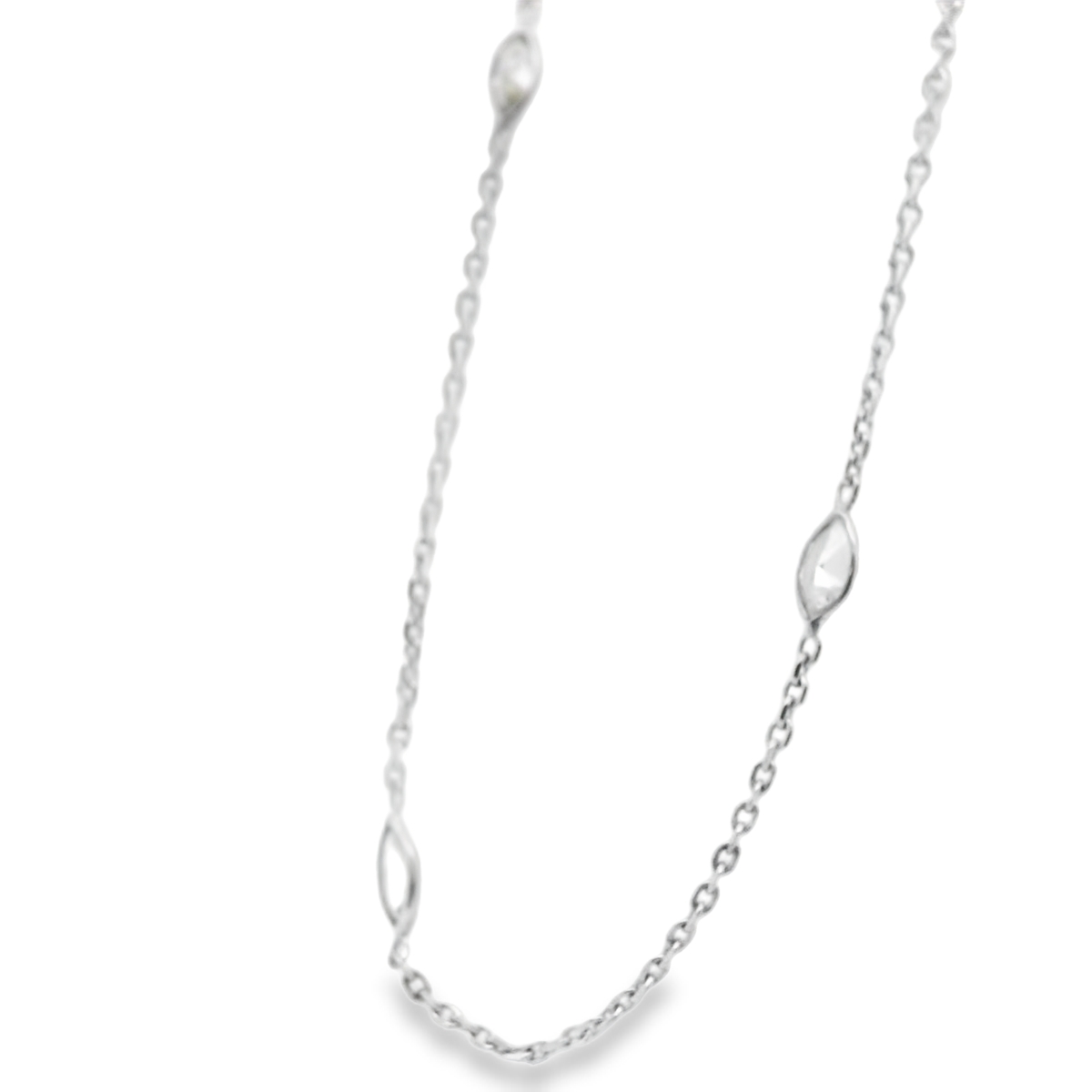 Elegant White Gold 5 Natural Diamond Station Necklace
