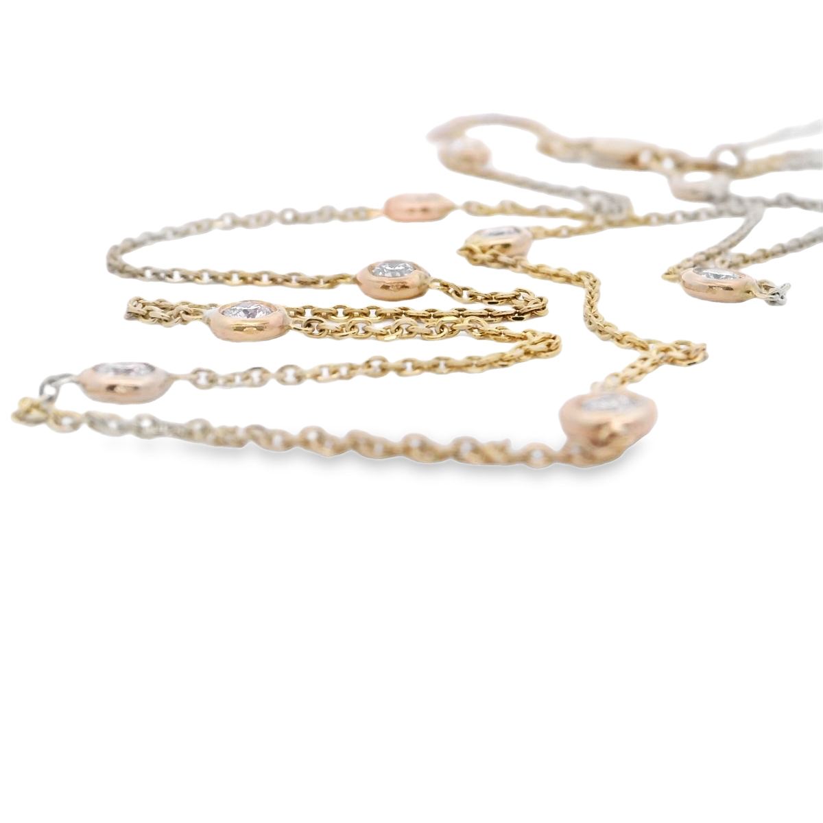 Yellow Gold LG Diamond Bezel Set Station Necklace