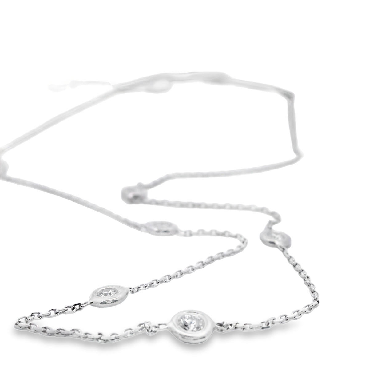 White Gold Diamond Station Necklace