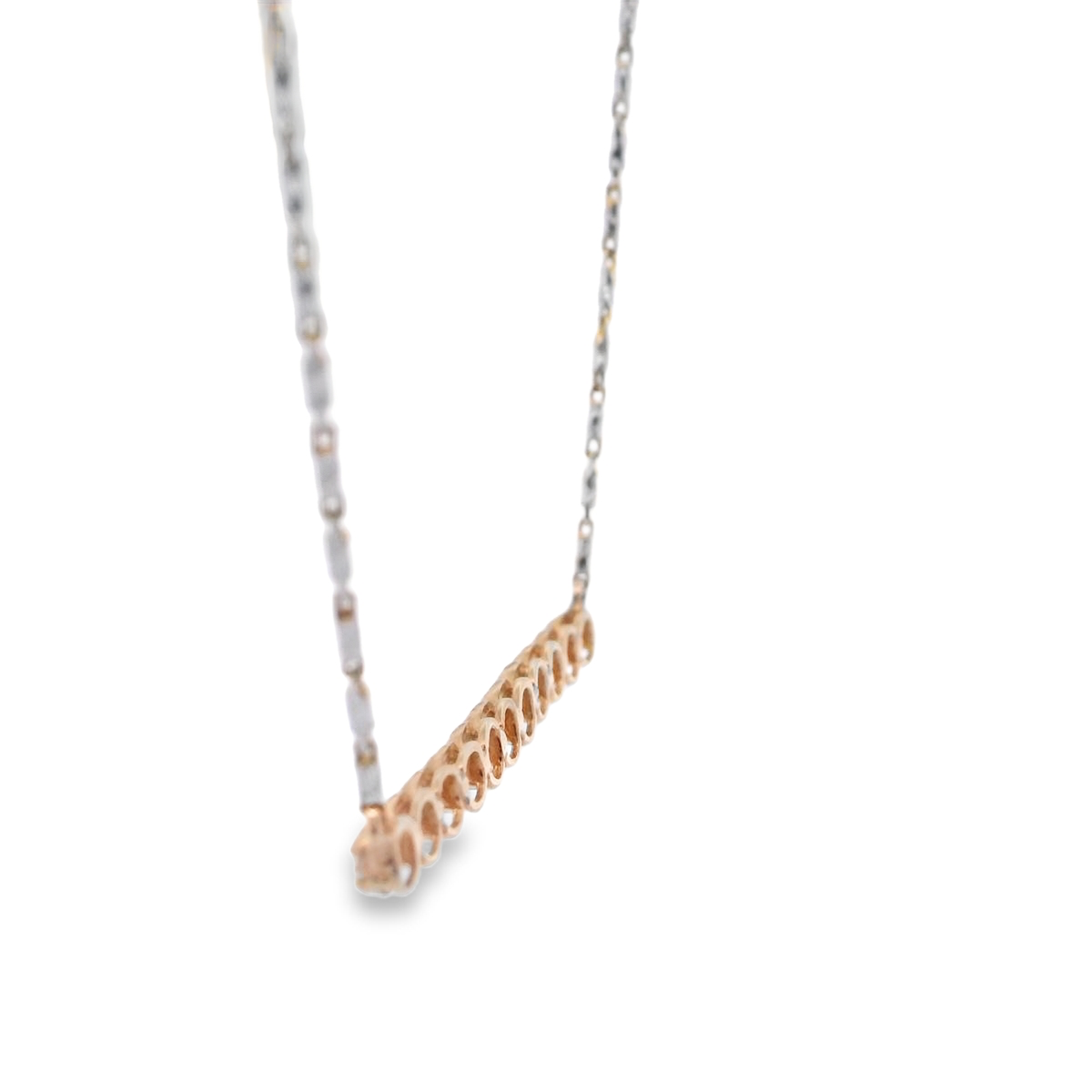 Elegant Yellow Gold Diamond Bar Necklace
