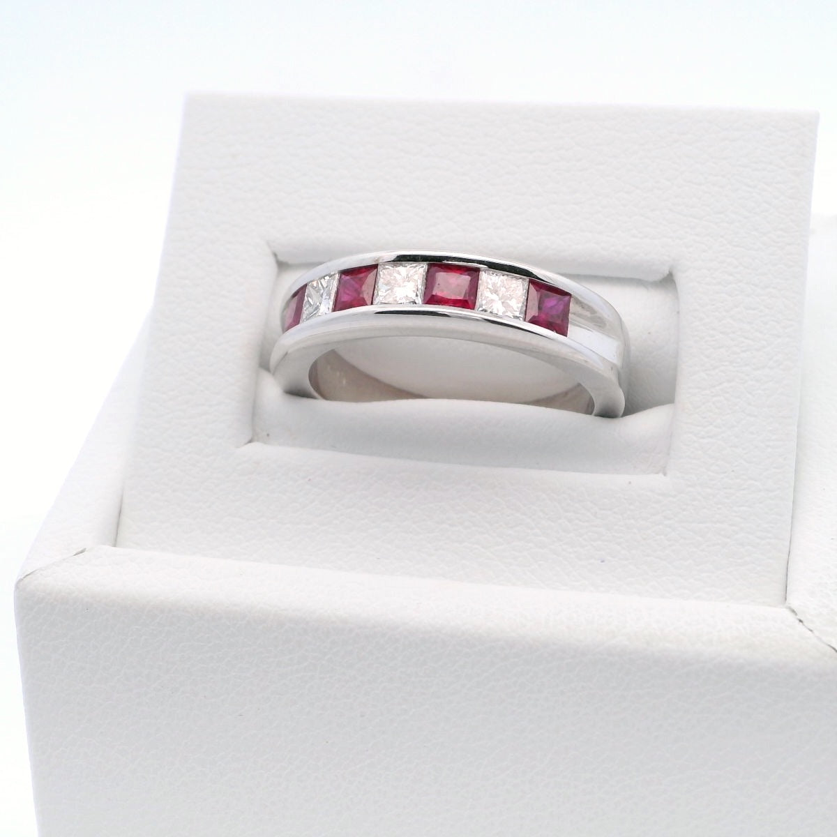 Diamond and Ruby Half Eternity Band