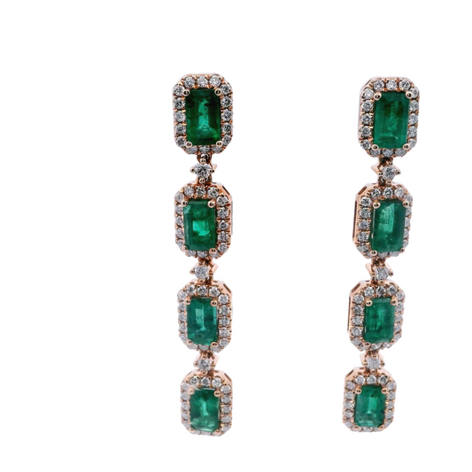 Luxurious Emerald and Diamond Elegance Drop Earrings
