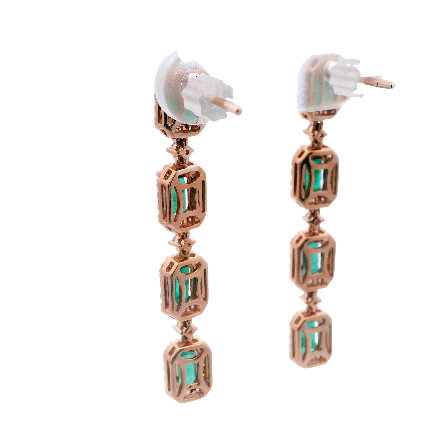 Luxurious Emerald and Diamond Elegance Drop Earrings