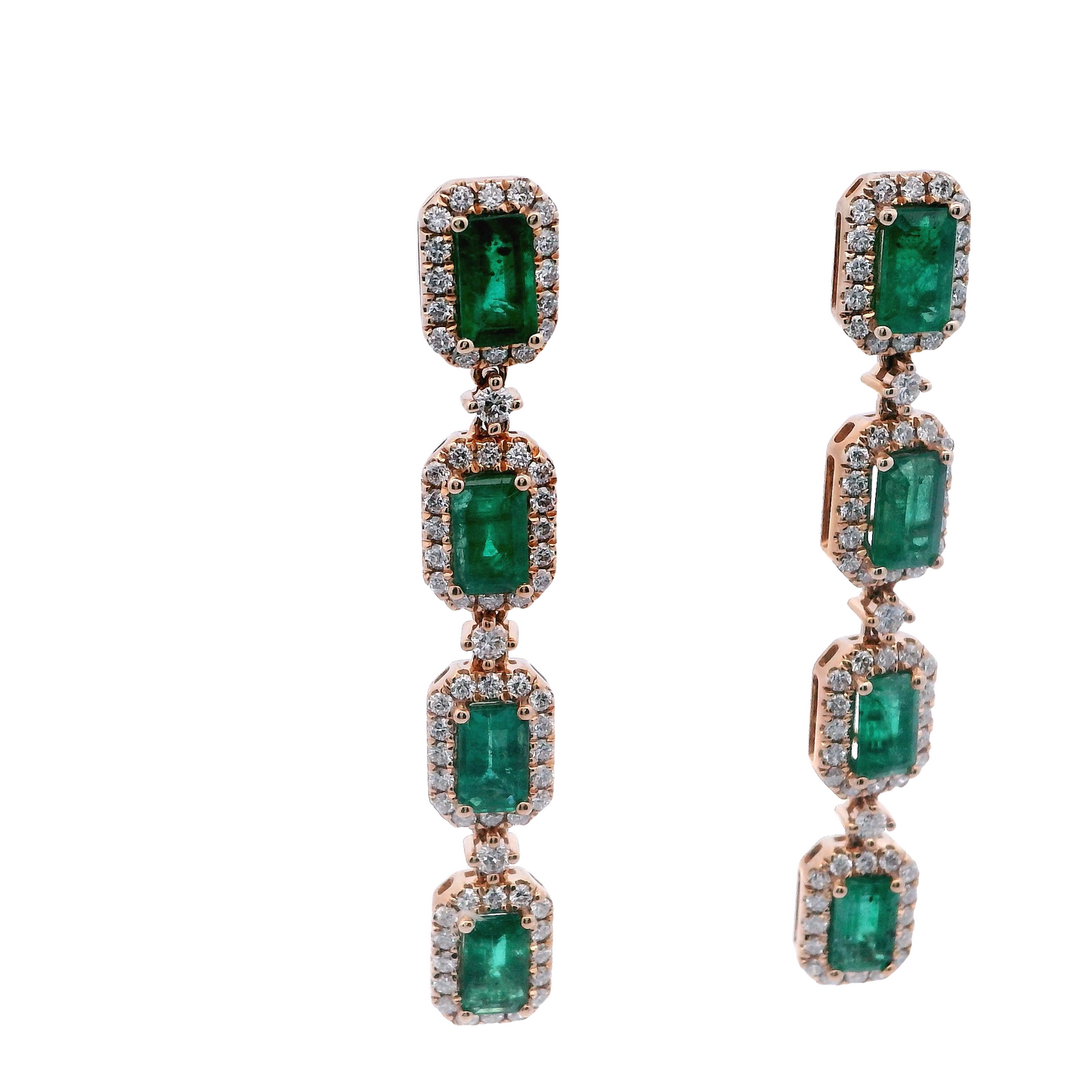 Luxurious Emerald and Diamond Elegance Drop Earrings