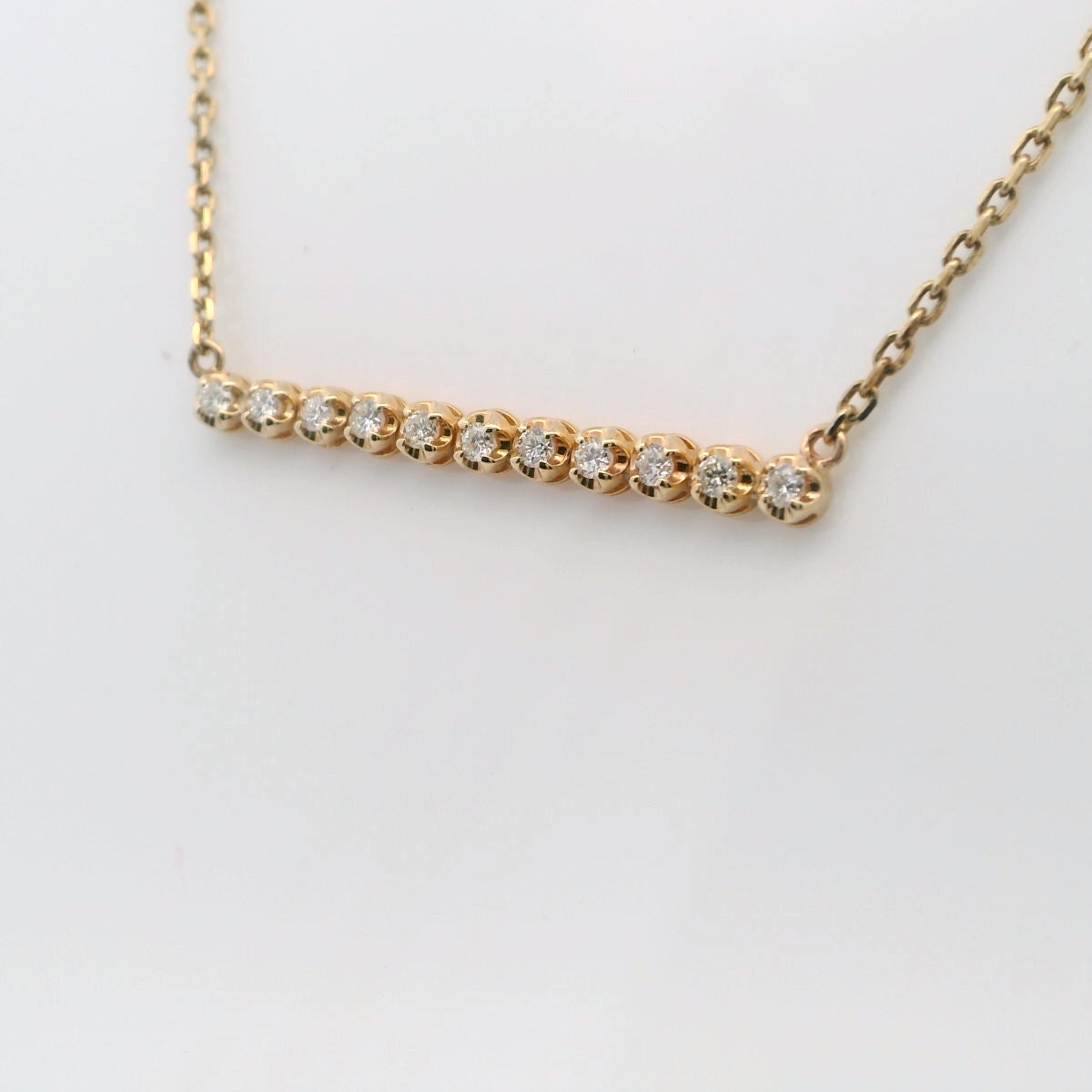 Natural Diamond Gold Bar Necklace