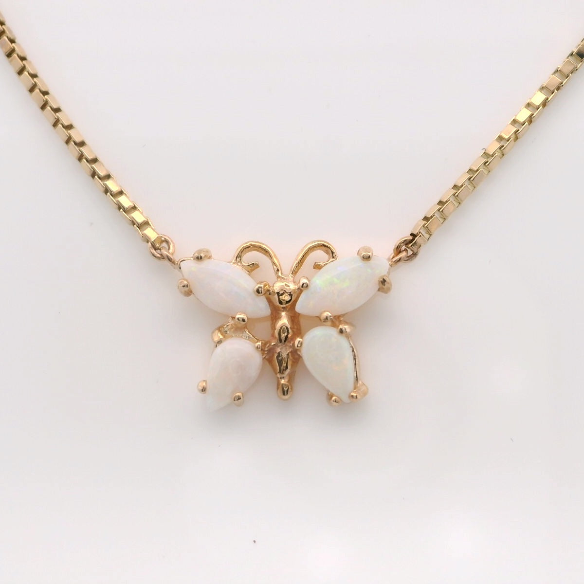 Elegant Butterfly Opal Pendant Necklace