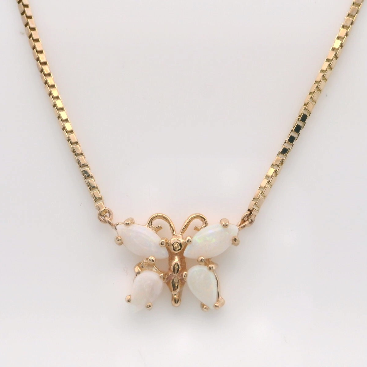 Elegant Butterfly Opal Pendant Necklace