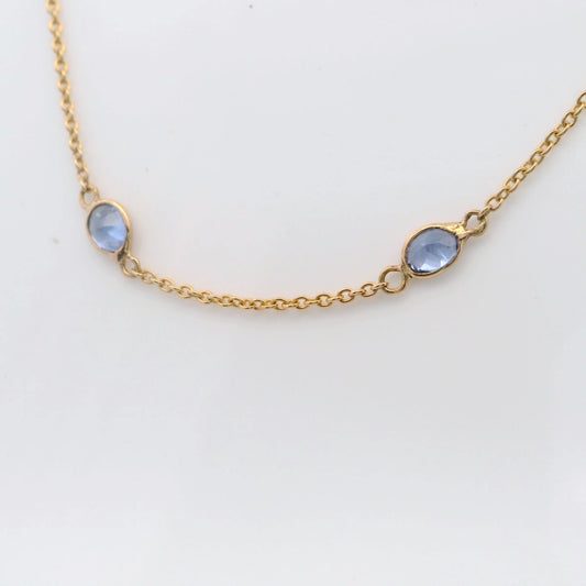 18kt Yellow Gold Tanzanite station Necklace