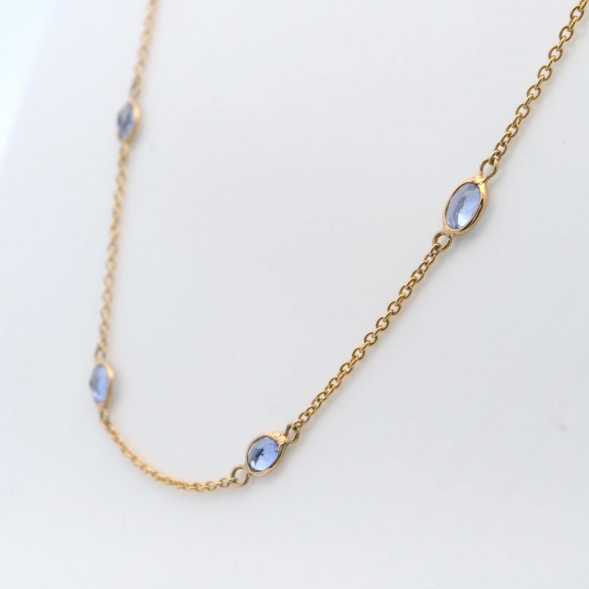 18kt Yellow Gold Tanzanite station Necklace