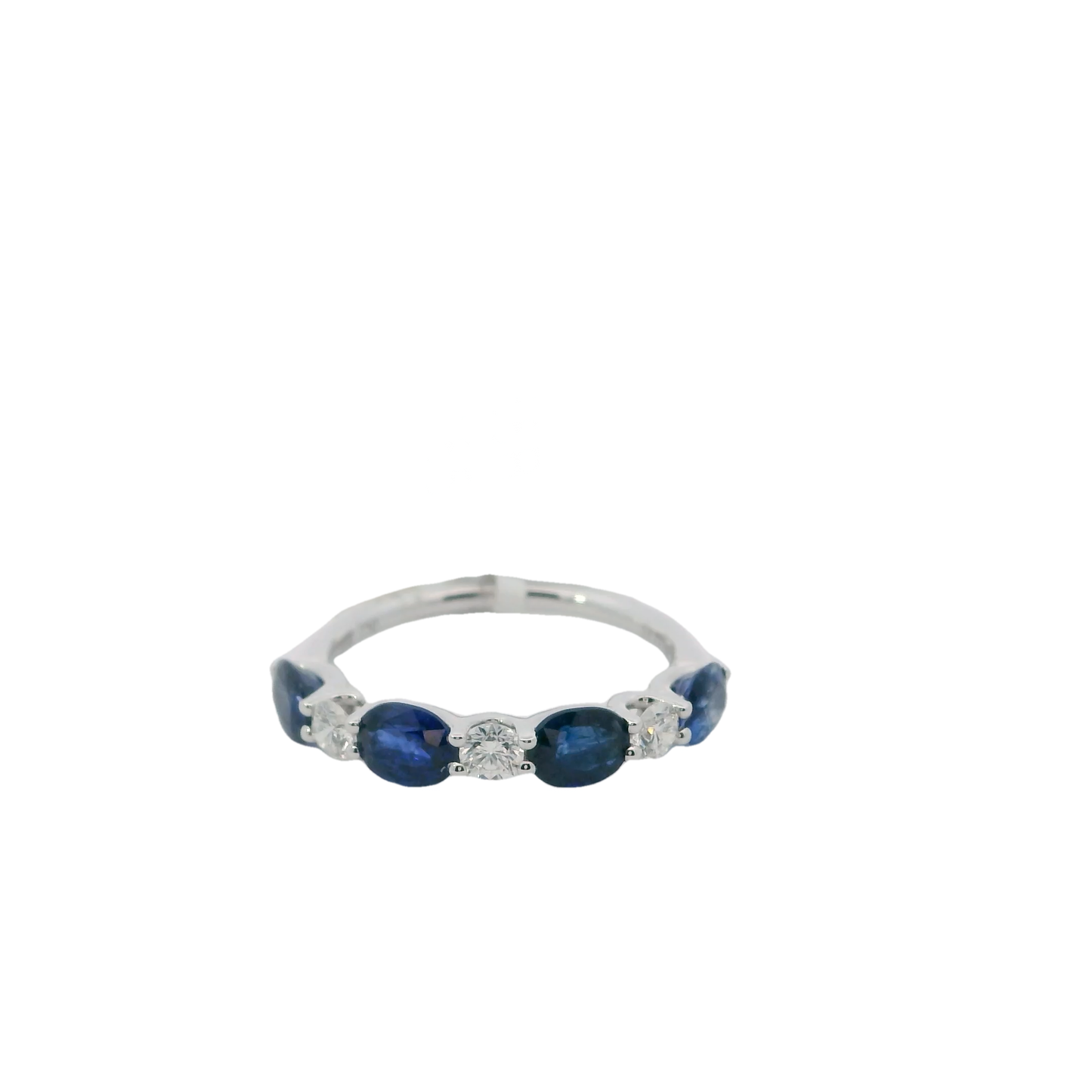 Natural diamond and Blue Sapphire Half Eternity Ring