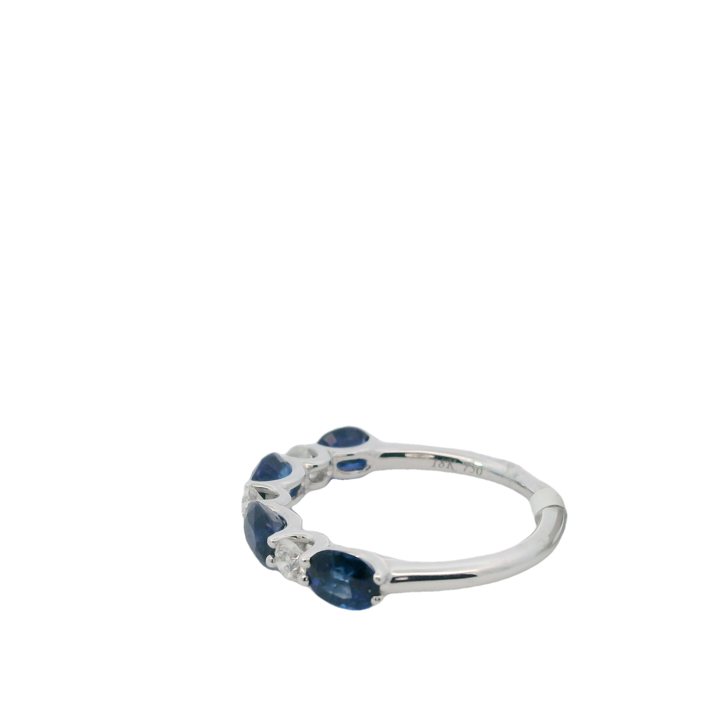 Natural diamond and Blue Sapphire Half Eternity Ring