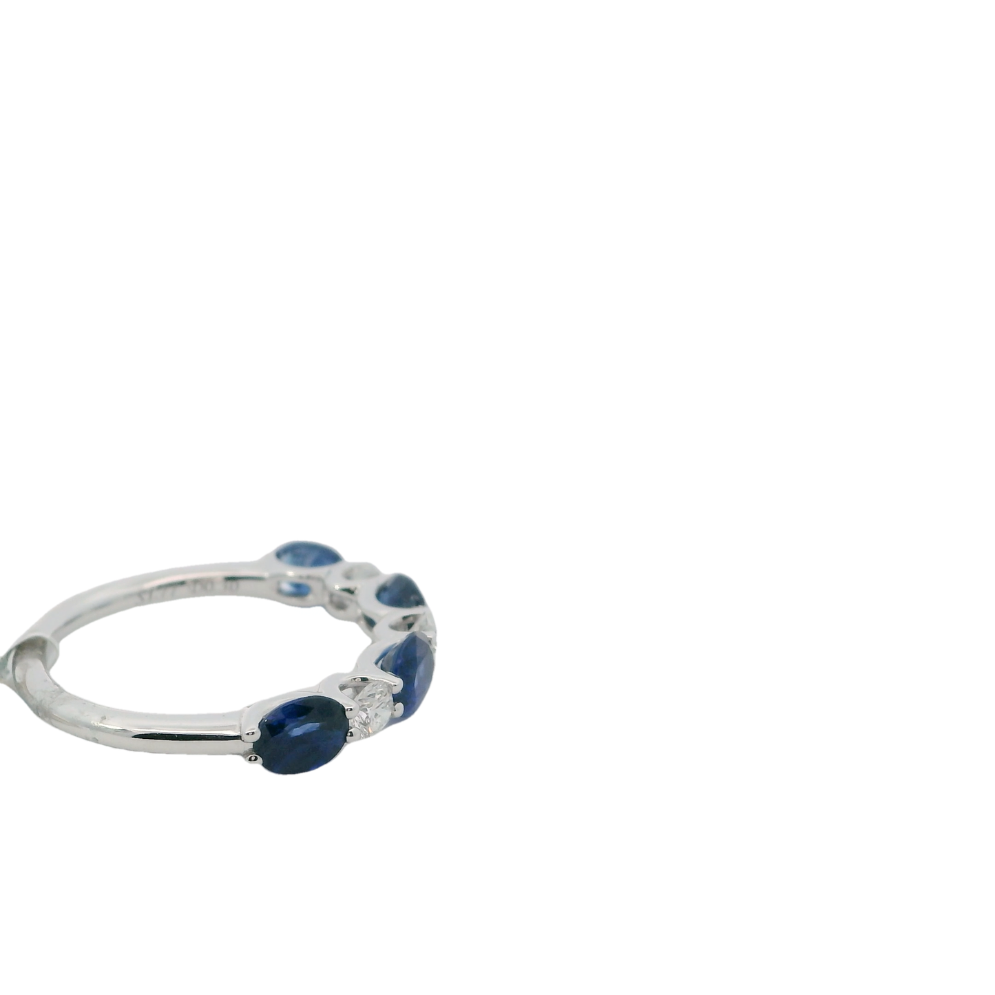 Natural diamond and Blue Sapphire Half Eternity Ring