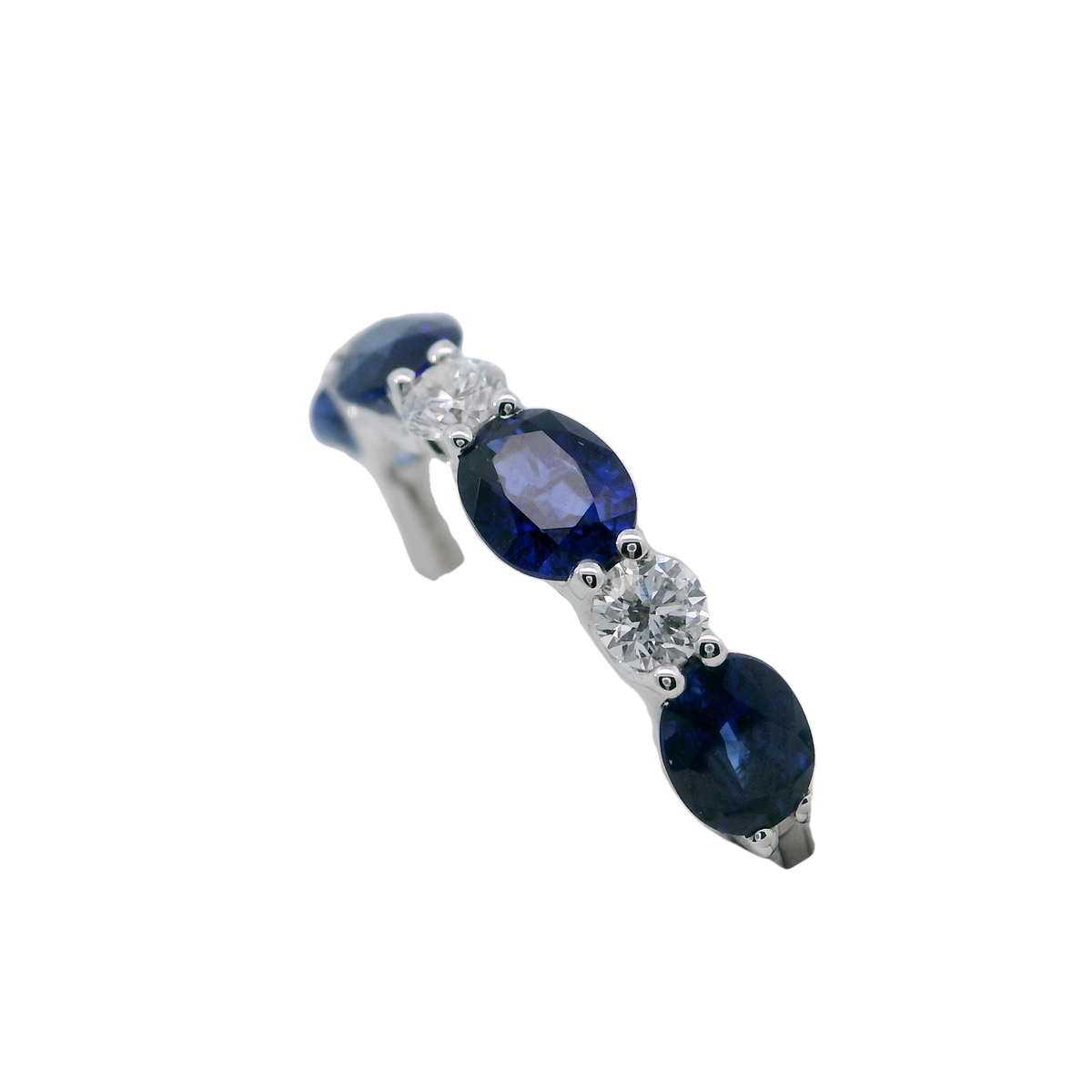 Natural diamond and Blue Sapphire Half Eternity Ring