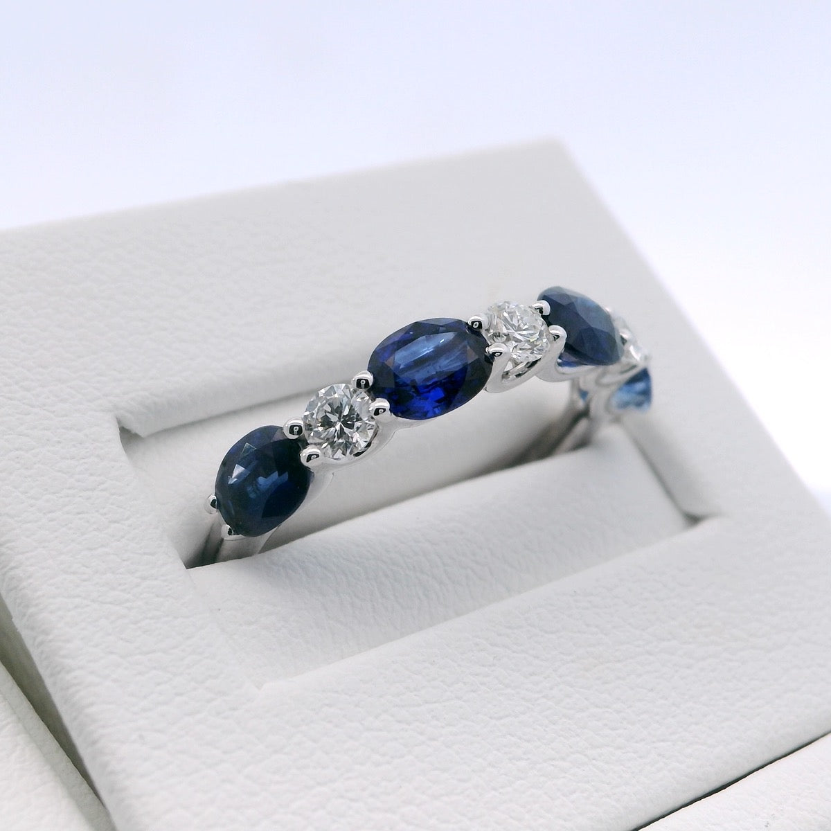 Natural diamond and Blue Sapphire Half Eternity Ring