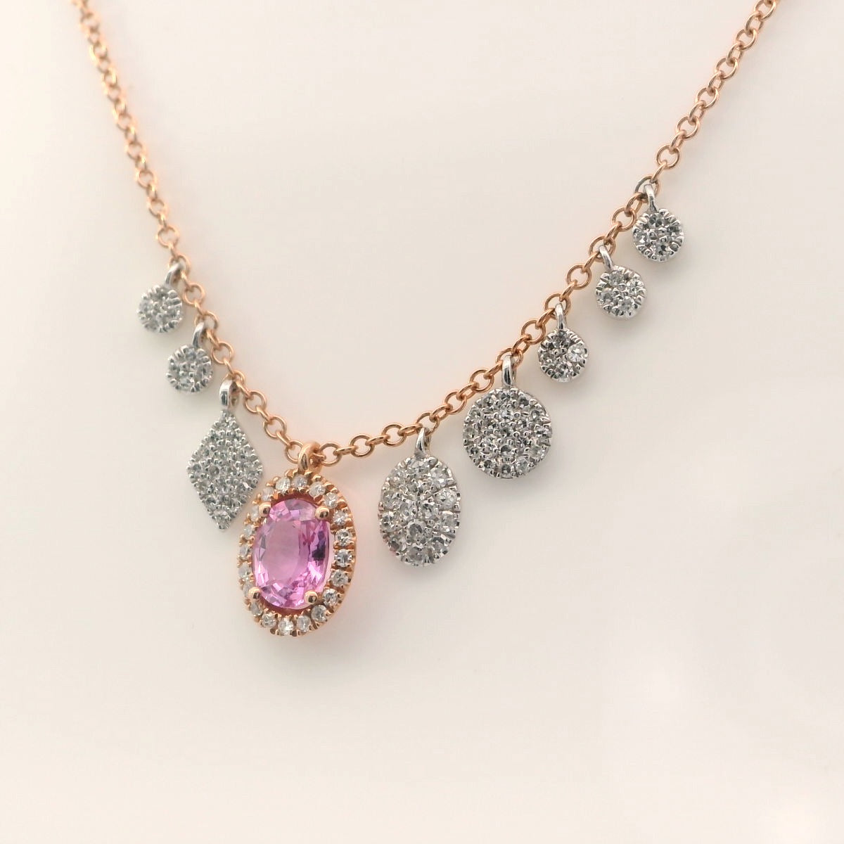 Pink sapphire charm necklace