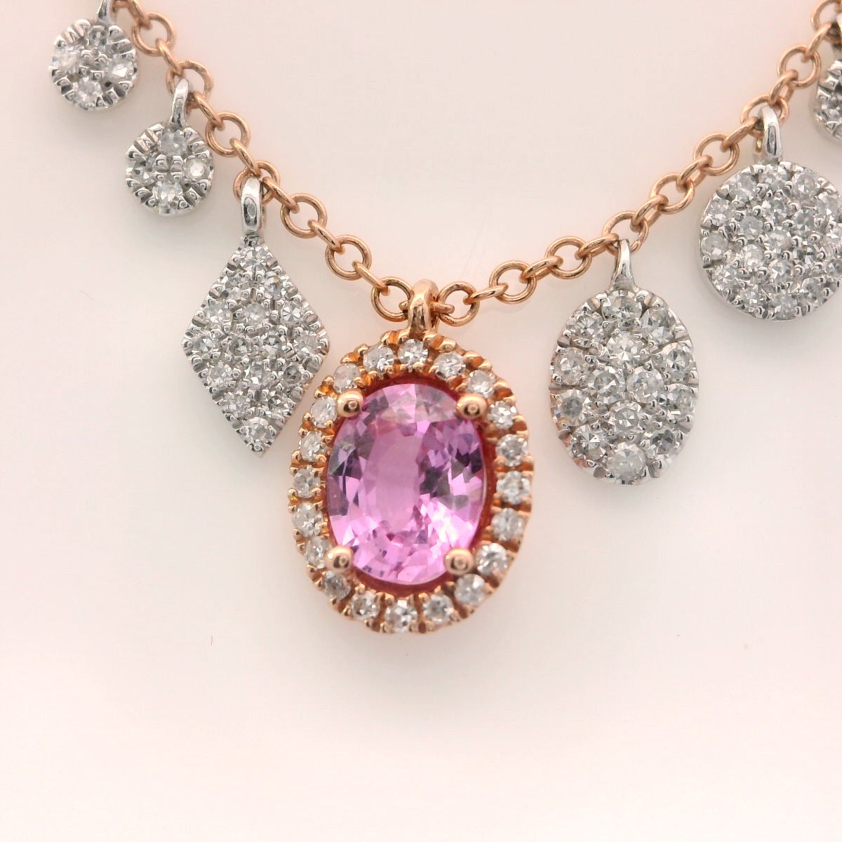 Pink sapphire charm necklace