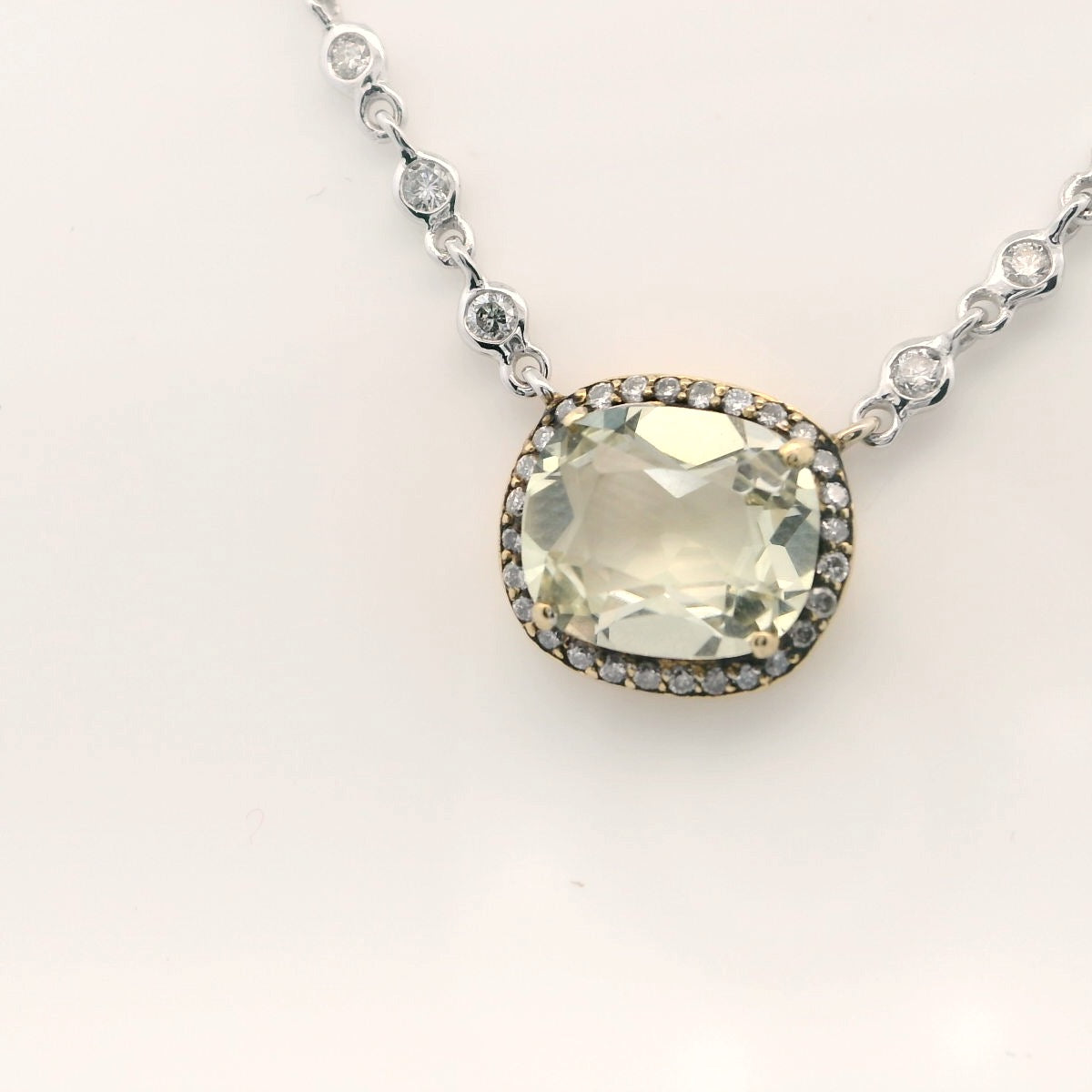Beautiful Green Quartz and Diamond Necklace