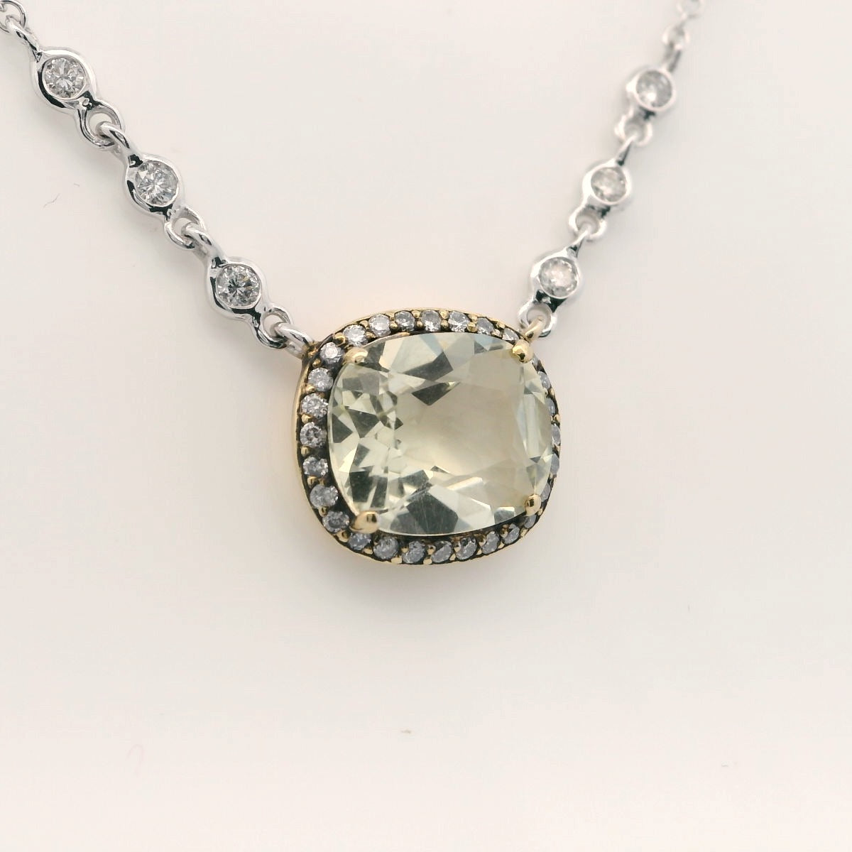 Beautiful Green Quartz and Diamond Necklace