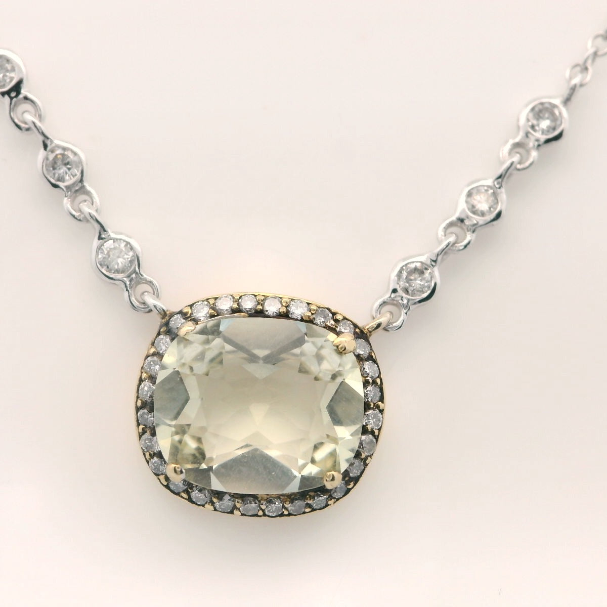 Beautiful Green Quartz and Diamond Necklace