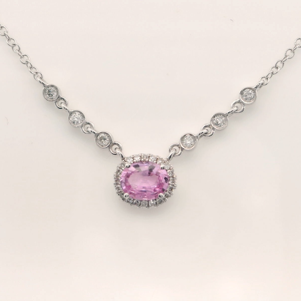 Dazzling Pink Sapphire Necklace Encrusted with Natural Diamonds