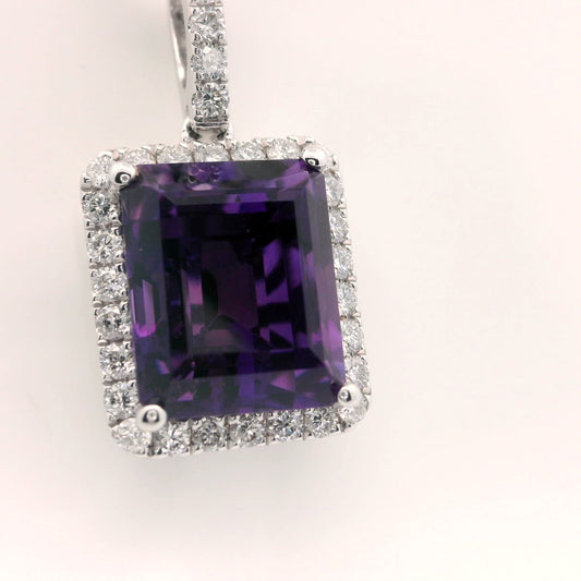 Elegant Genuine Amethyst & Natural Diamond Pendant