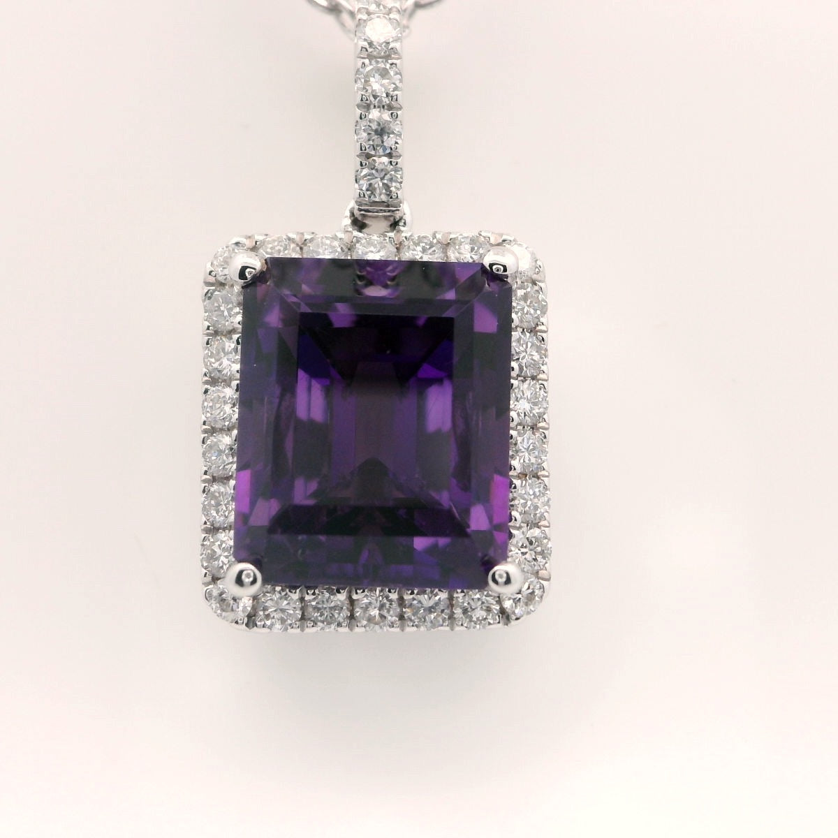 Elegant Genuine Amethyst & Natural Diamond Pendant