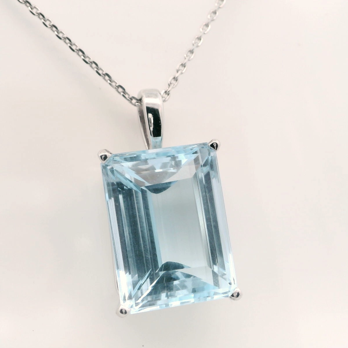 Elegant Aquamarine and Natural Diamond Station Necklace