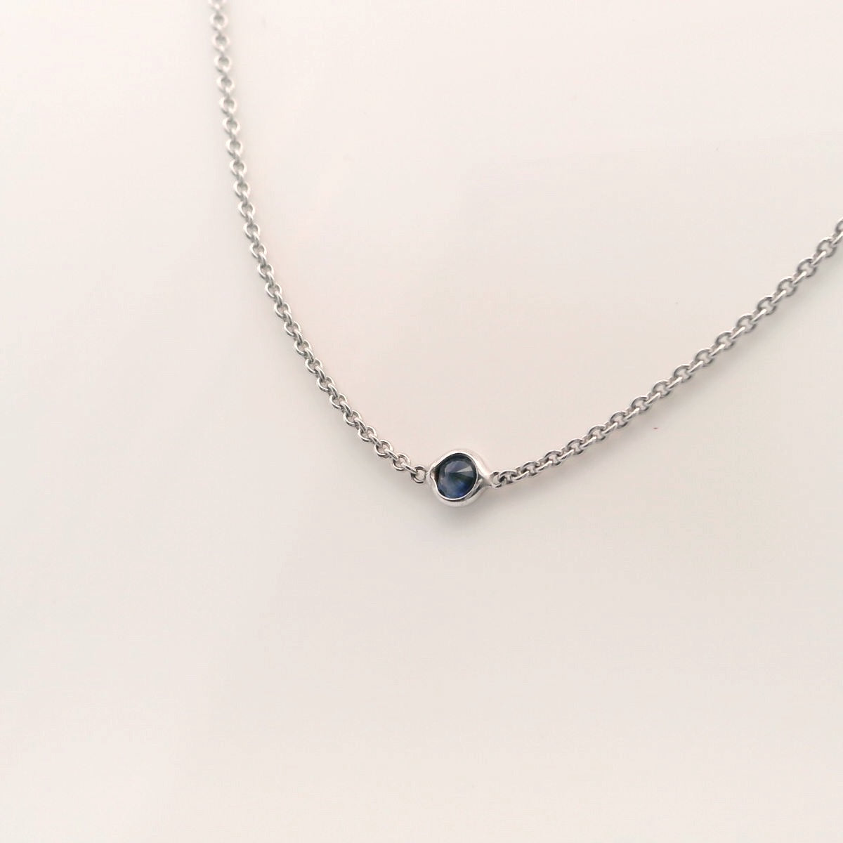Natural diamond and Ceylon Blue Sapphire AA Quality Station Necklace.
