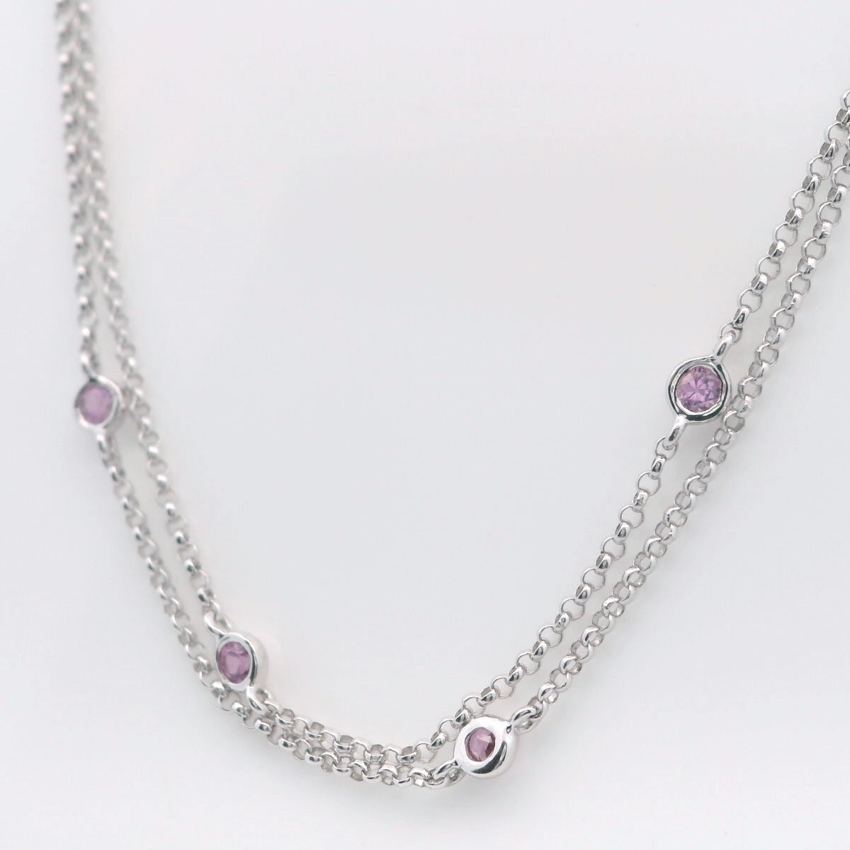 Genuine Pink Sapphire double station necklace