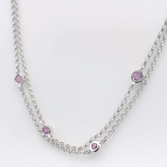 Genuine Pink Sapphire double station necklace