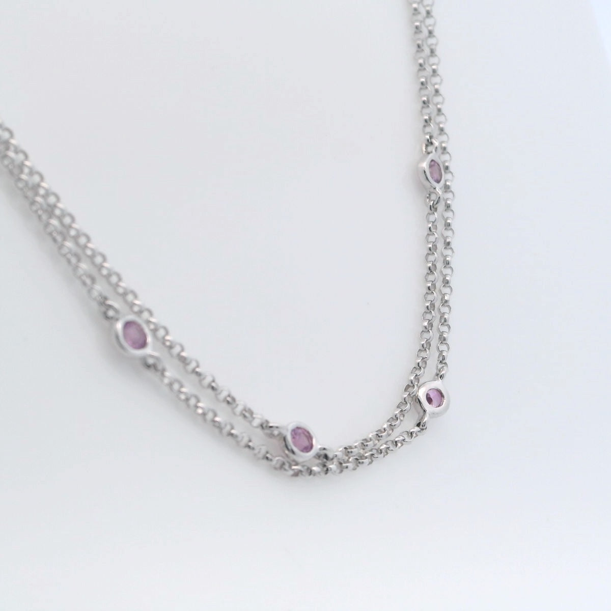 Genuine Pink Sapphire double station necklace