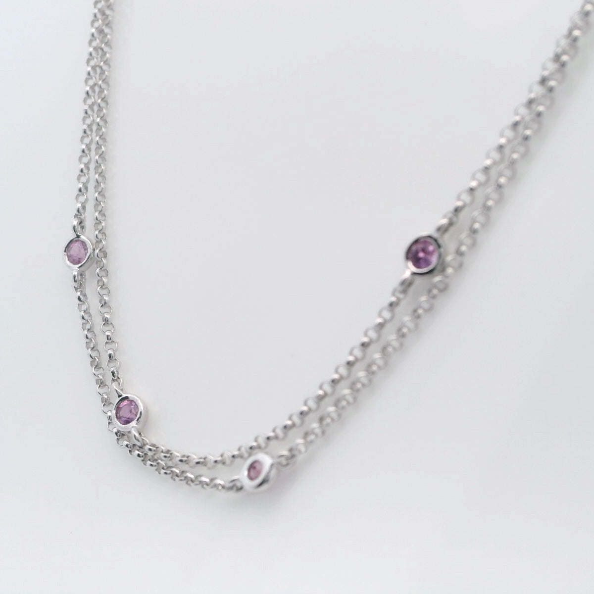 Genuine Pink Sapphire double station necklace
