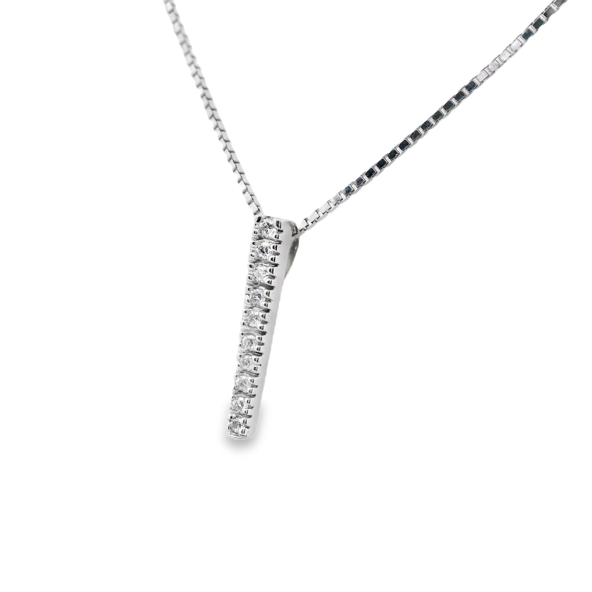 White Gold Diamond Bar Pendant
