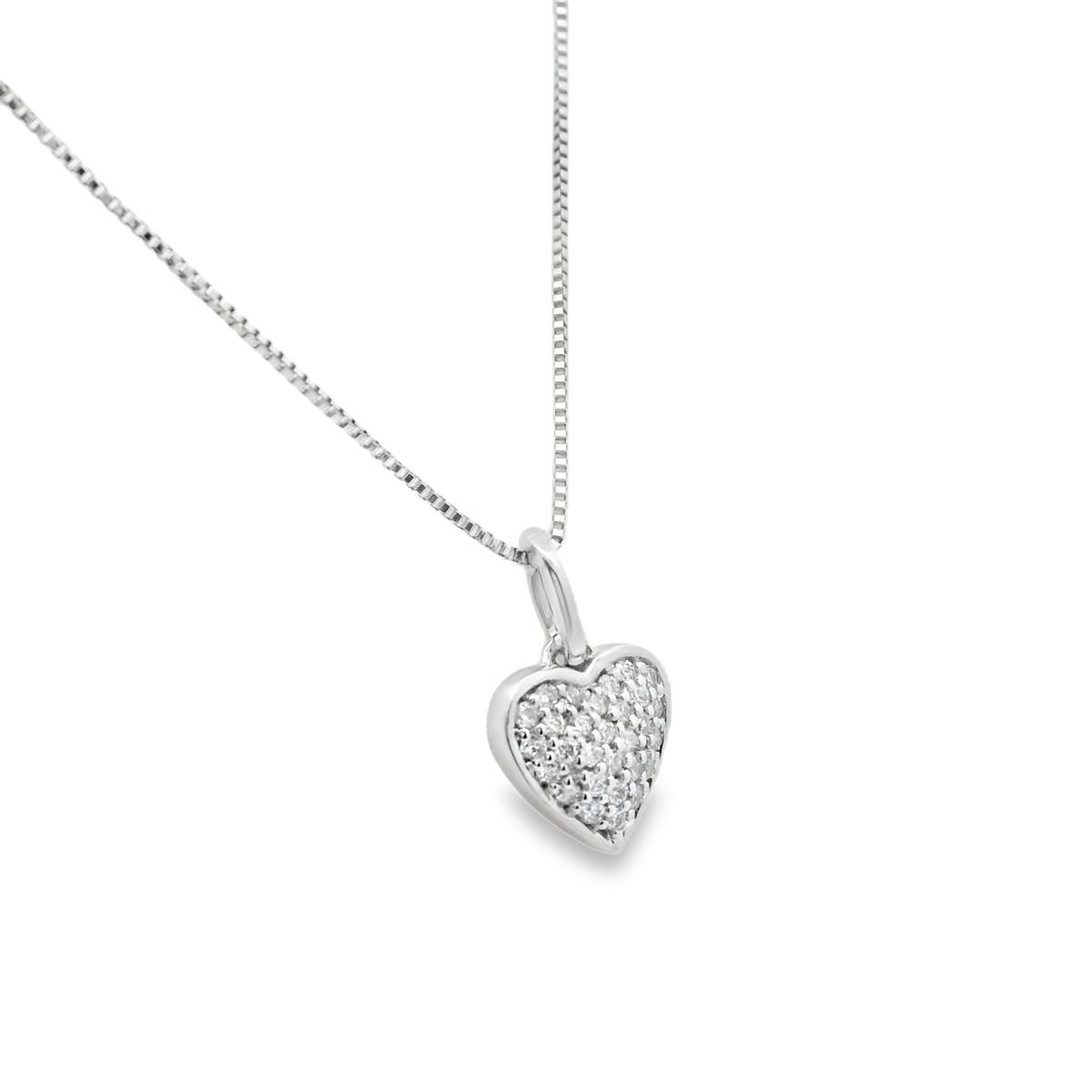 Small Pave' Heart Pendant Necklace
