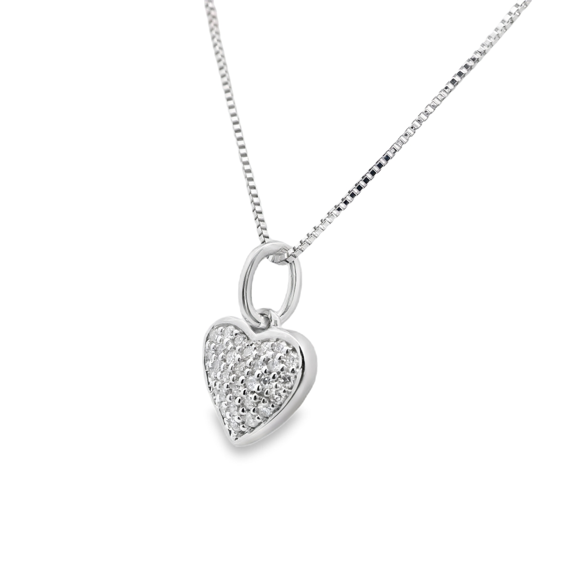 Small Pave' Heart Pendant Necklace