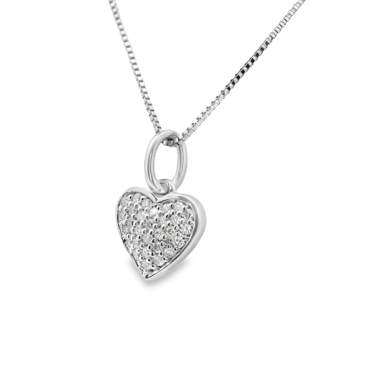 Small Pave' Heart Pendant Necklace