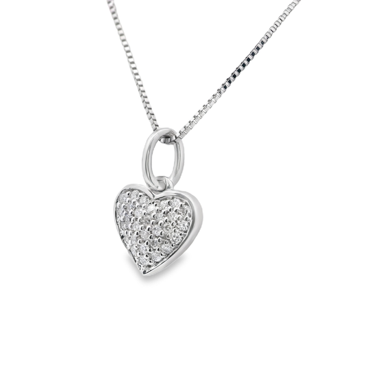 Small Pave' Heart Pendant Necklace