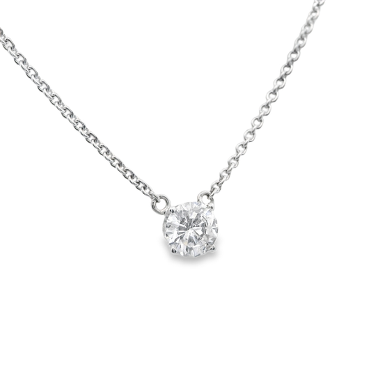 Classic white gold Natural Diamond Solitaire  Necklace