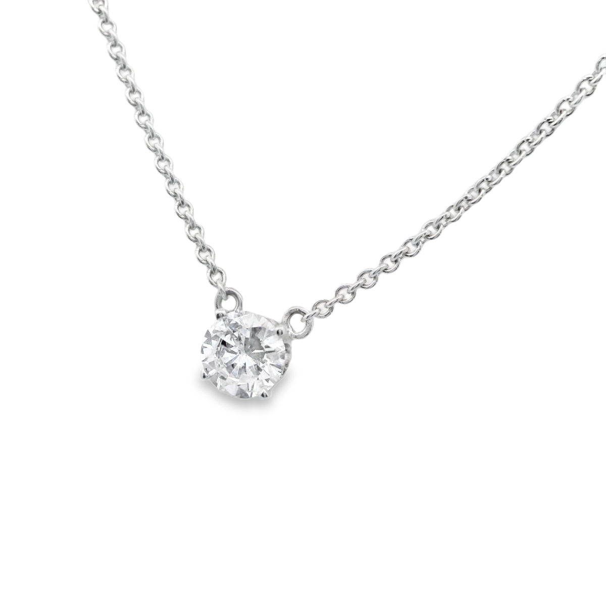 Classic white gold Natural Diamond Solitaire  Necklace