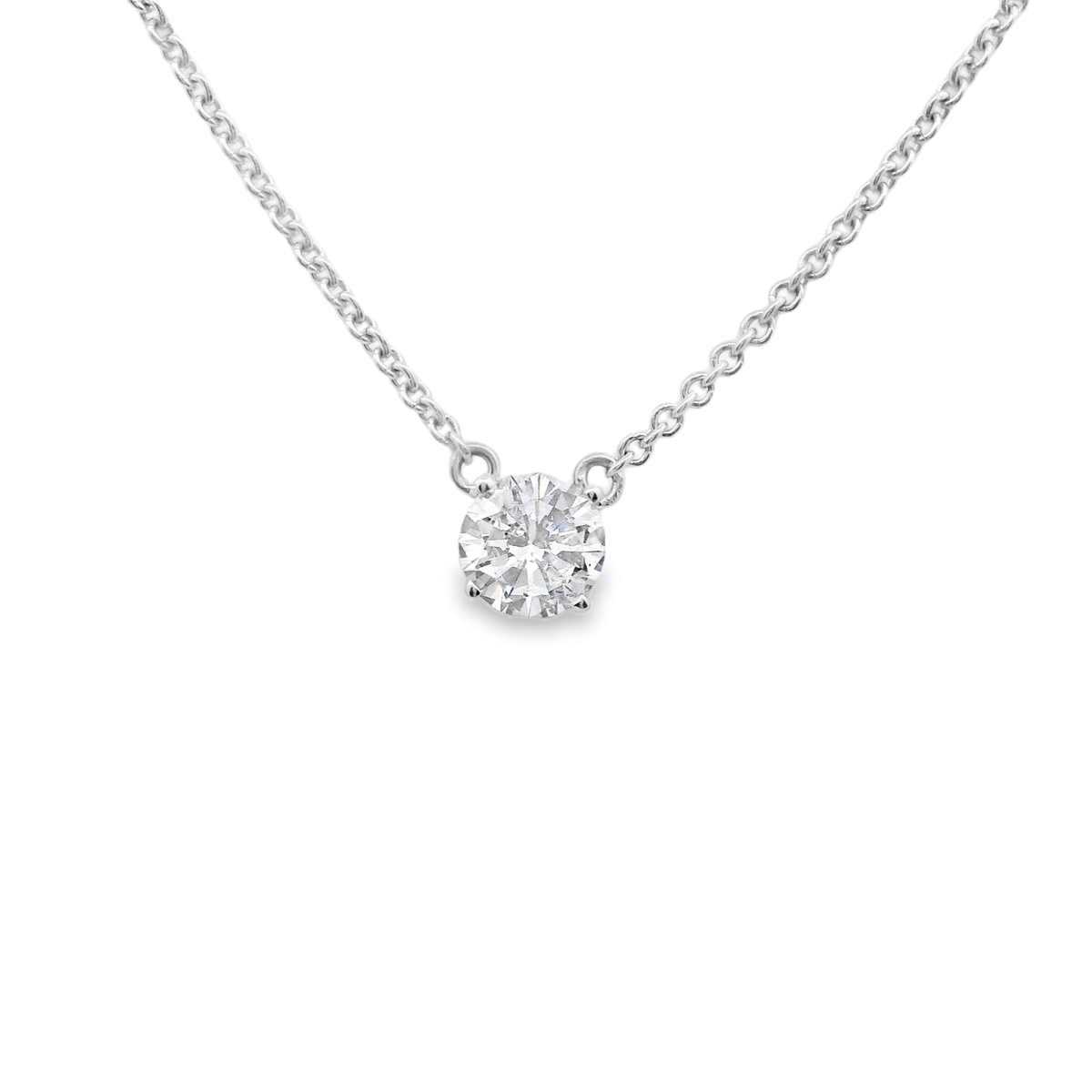 Classic white gold Natural Diamond Solitaire  Necklace
