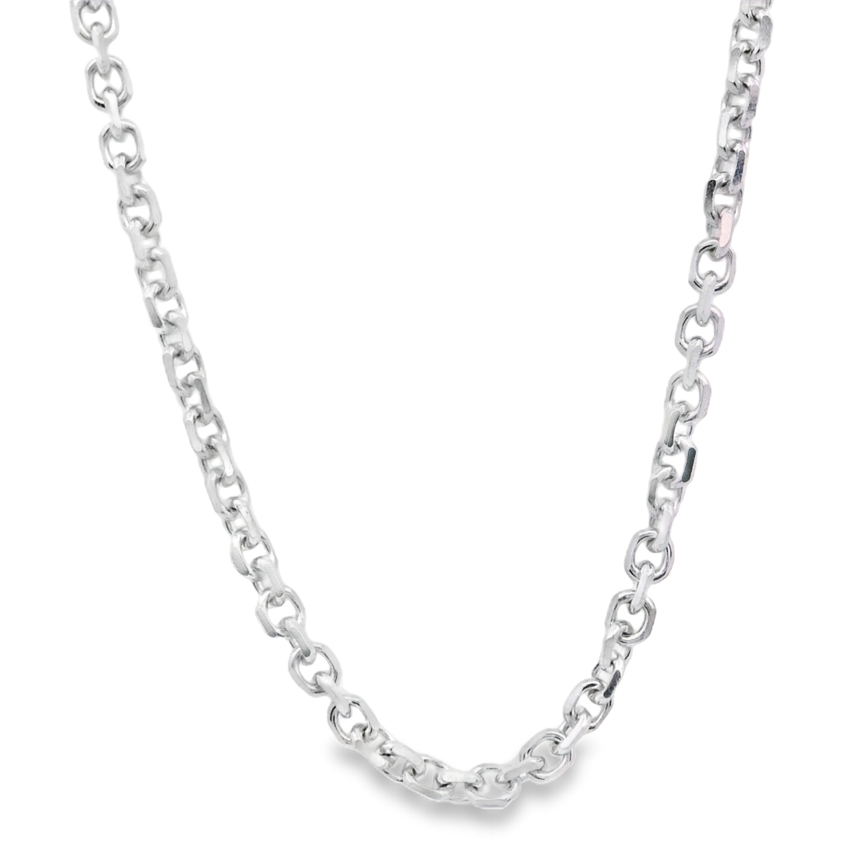 White Gold Diamond Cut Cable Chain