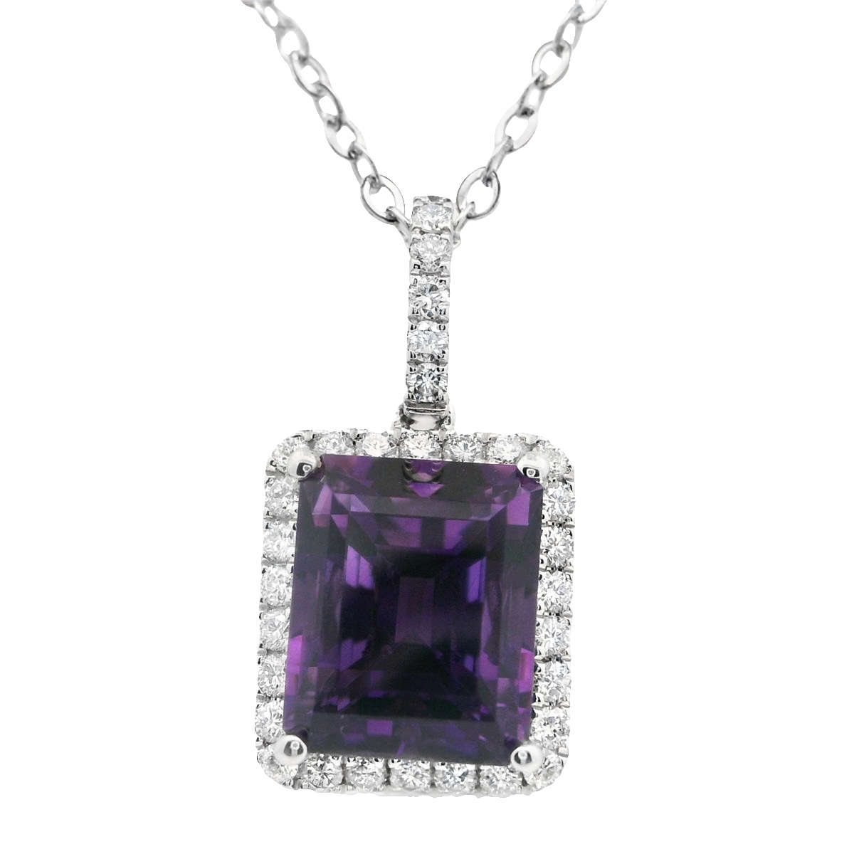 Elegant Genuine Amethyst & Natural Diamond Pendant