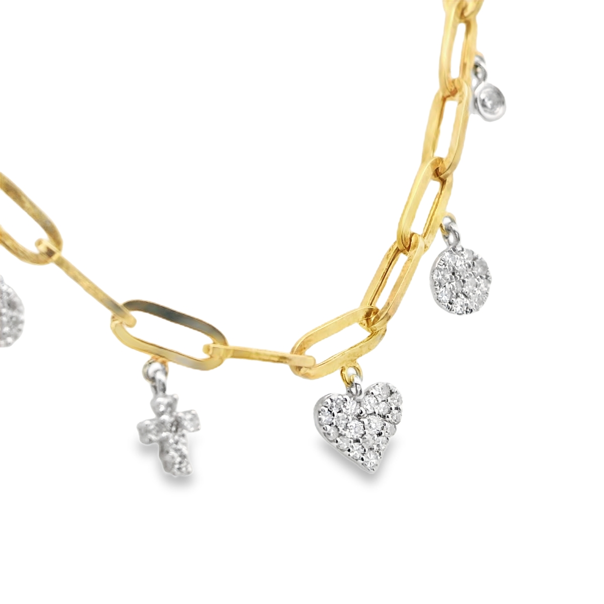 Heart & Cross Paperclip Charm Necklace