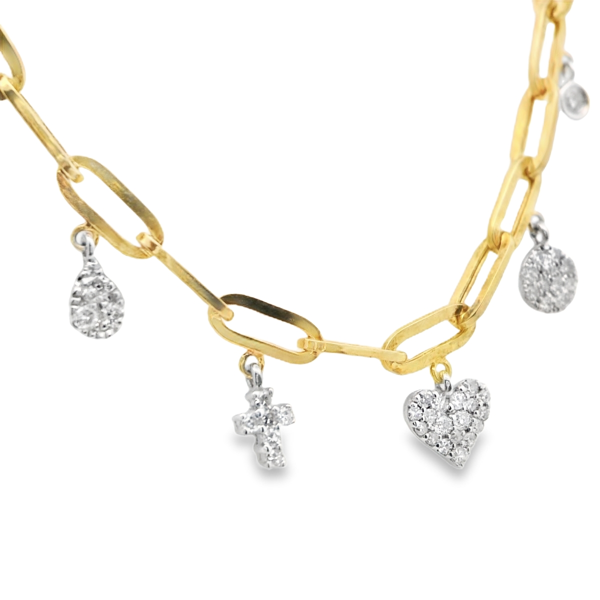 Heart & Cross Paperclip Charm Necklace