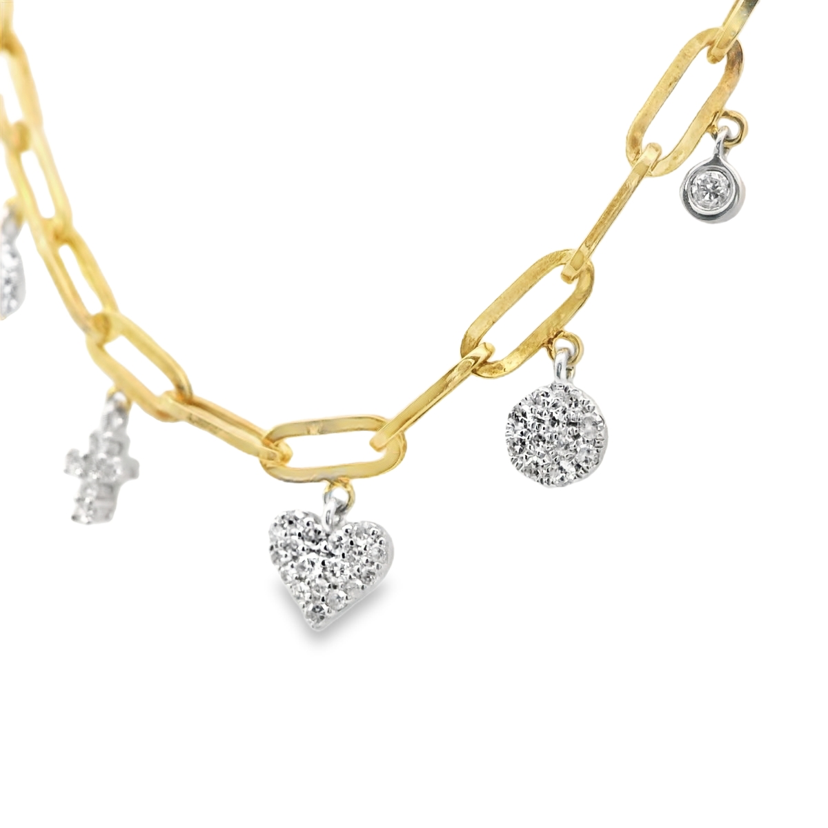 Heart & Cross Paperclip Charm Necklace